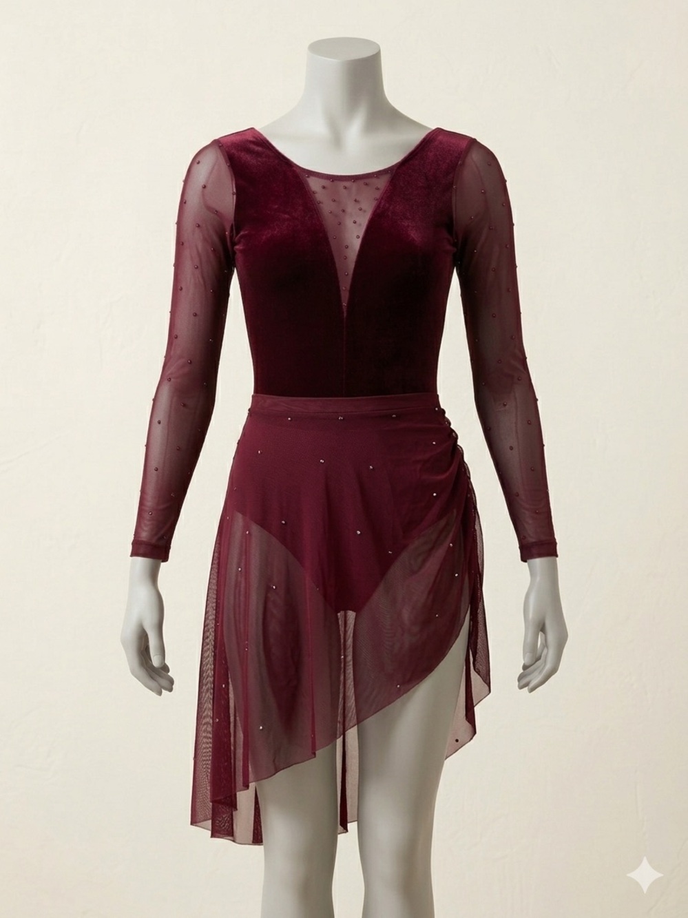Elevé Burgundy Velvet Contemporary Dance Costume Adult Small